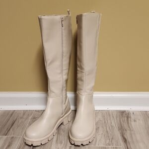 Cream Women's Tall Lug Boots
